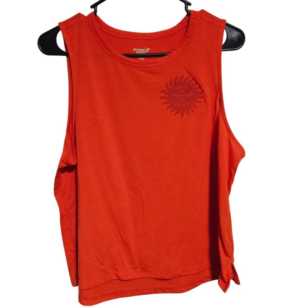 Old Navy Active Red Tank Top Womens Size Large Now Is The Time To Shine Graphic